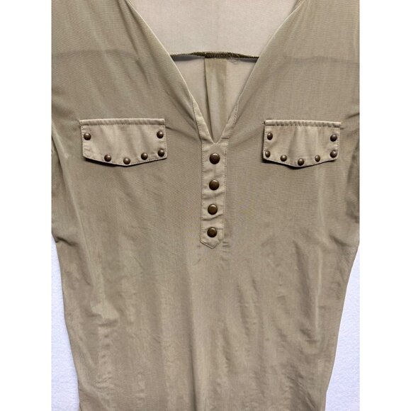 Eden & Olivia Womens Olive Long Sleeve Button Down Blouse Top Size Small - Picture 2 of 7